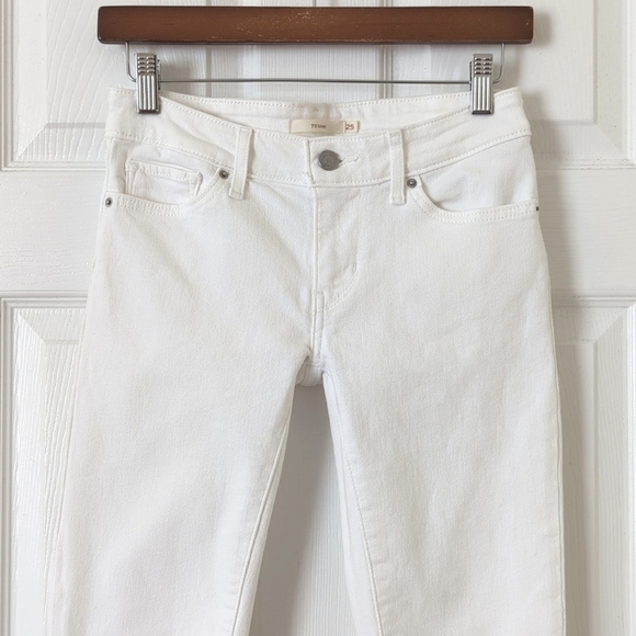 Levi's 711 Classic Low Rise Cropped Lace Up Ankle Cropped Skinny Jeans White 25 - Picture 2 of 16